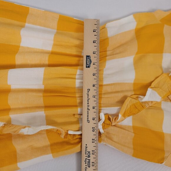 Old Navy Wrap Dress Yellow White Check Buffalo‎ Plaid Summer Large 10/12 NEW - Picture 10 of 11